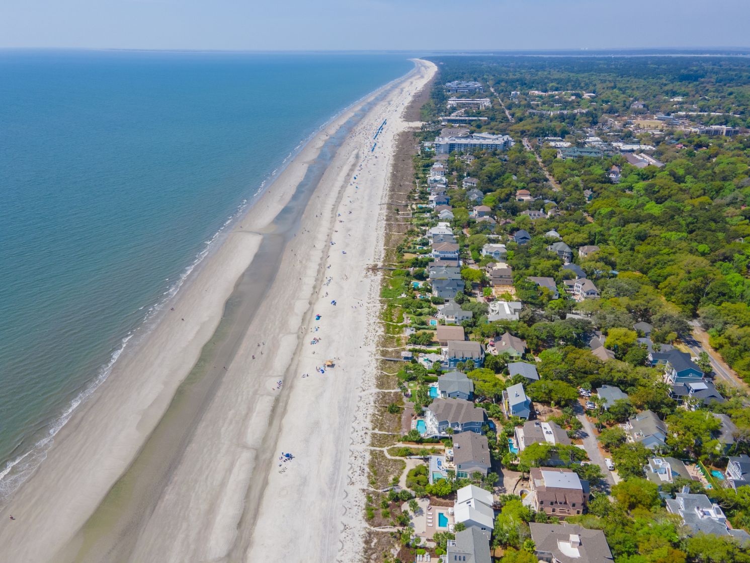 Aerial view of Hilton Head beach and coastline